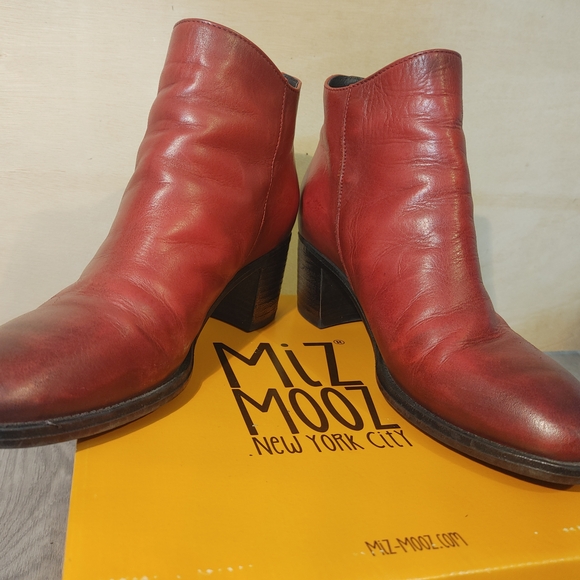 Miz Mooz Red Leather Ankle Booties - Picture 5 of 7
